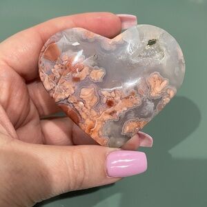 Pink Agate Crystal Heart